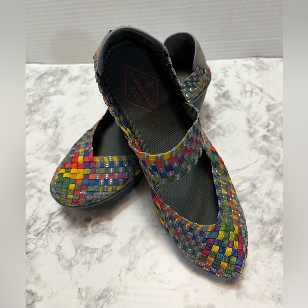 St. John's Bay Multicolor Woven Platform Shoes Size 8” - Picture 4 of 6